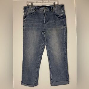 P4 Nine West Size 14 32 West End Fit Crop Jeans with Rolled Cuff